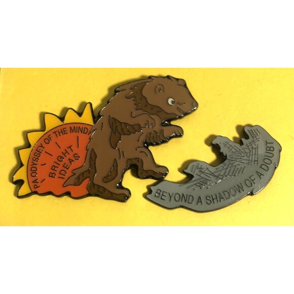 PA-OM , Odyssey of The Mind ,Beyond a Shadow of a Doubt- 2 piece Groundhog Pin - Picture 1 of 2